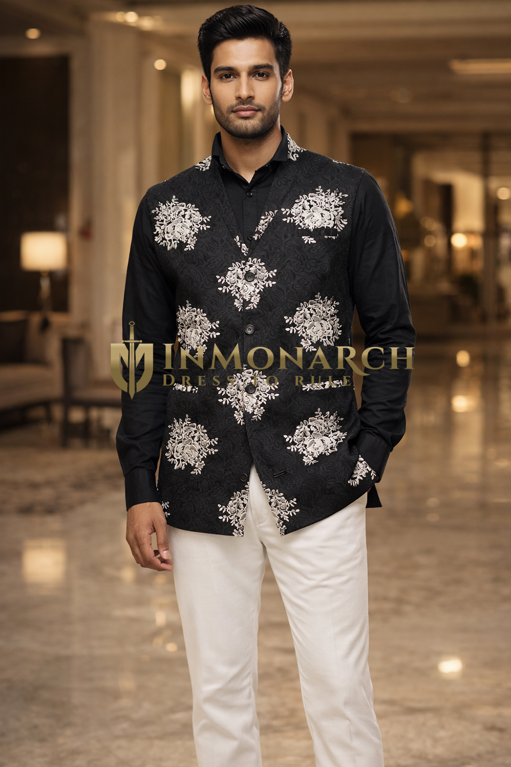 Mens Black Shawl Lapel Suit Waistcoat