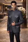 Blazer safari lin gris foncé homme