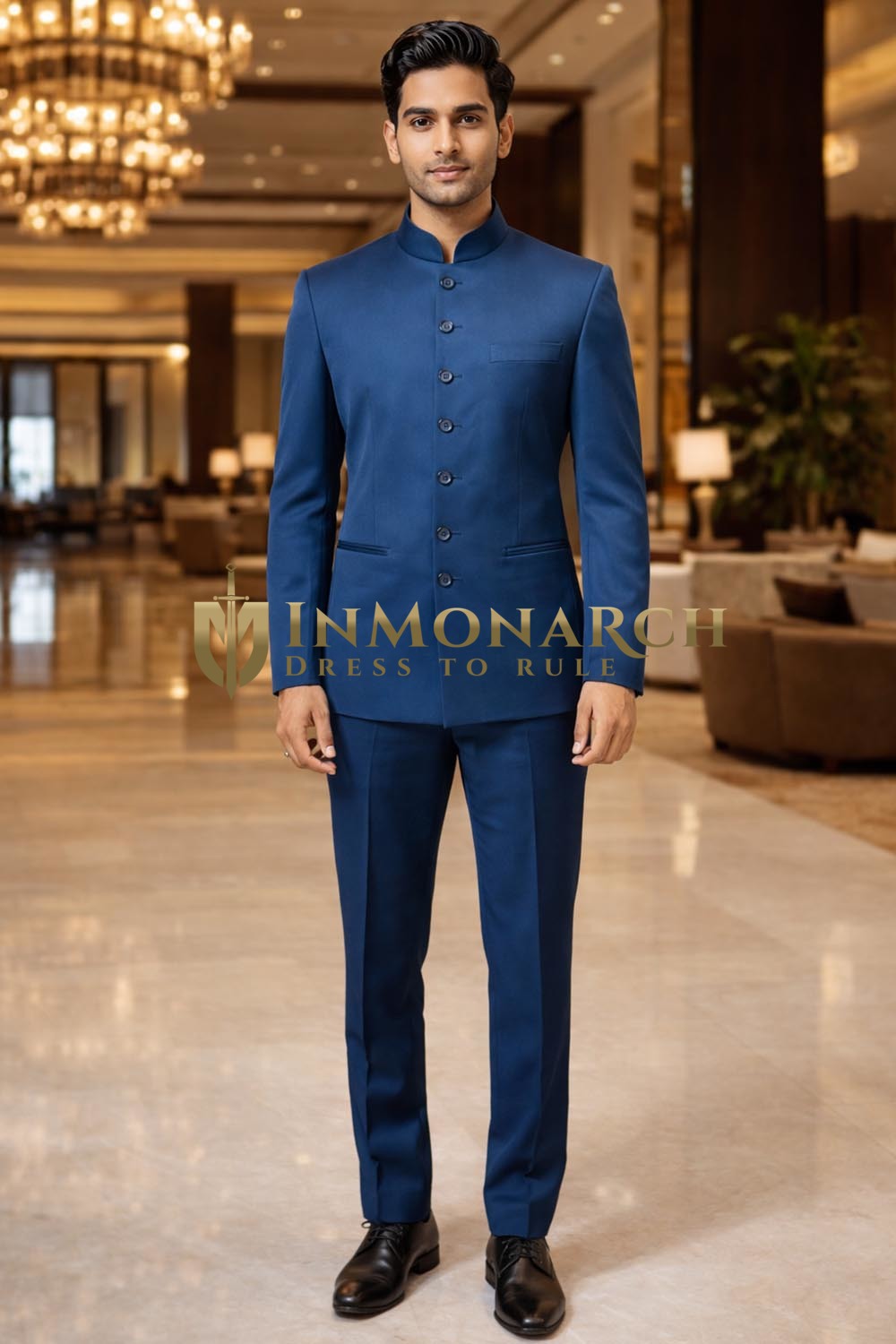 Chaqueta Nehru azul aire