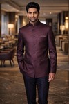 Mens Brown Nehru Collar Jacket Designer Traditional Formal Dress Coat