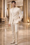 Traje tradicional crema 3 piezas