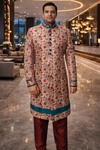 Costume indo occidental crème rouge