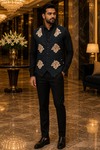 Gilet noir homme motifs floraux