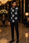 Mens Black Angrakha Suit Vest Designer Wedding Waistcoat Formal Outfit