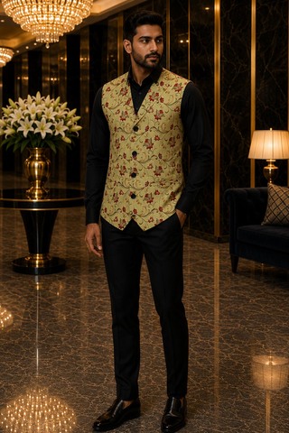 Mens Yellow Notch Lapel Suit Vest Designer Wedding Waistcoat Outfit