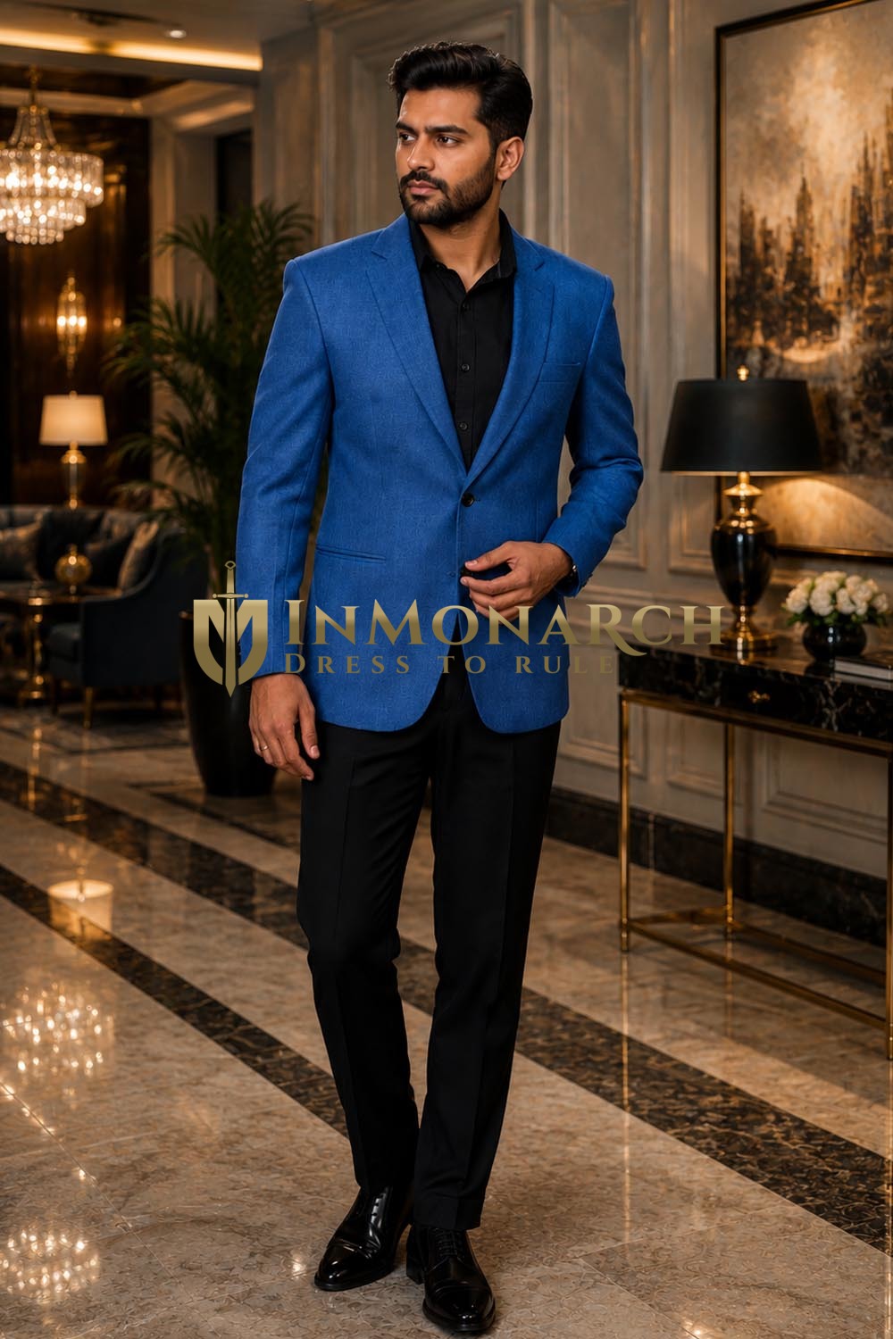 Veste blazer bleu acier laine homme