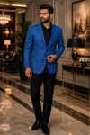 Veste blazer bleu acier laine homme