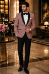 Roter Blazer mit Kreis-Print