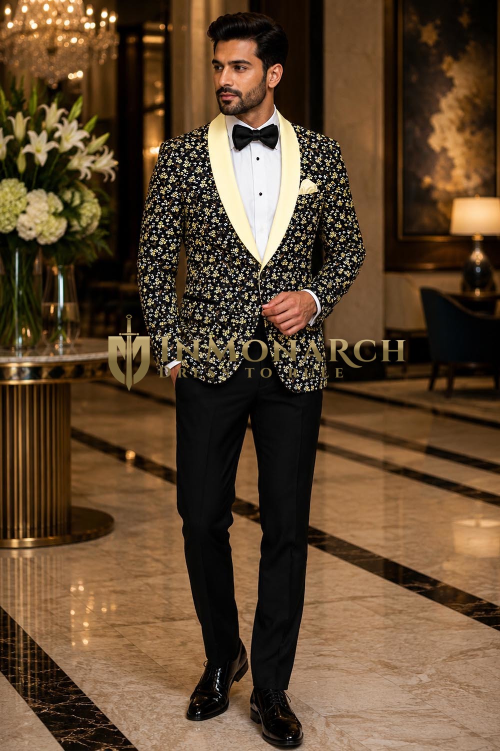 Blazer casual slim azul marino boda floral