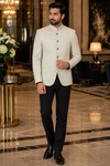 Veste Nehru crème brodée homme