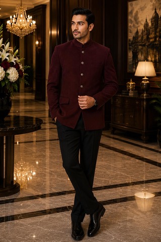 Veste safari bordeaux velours témoin mariage