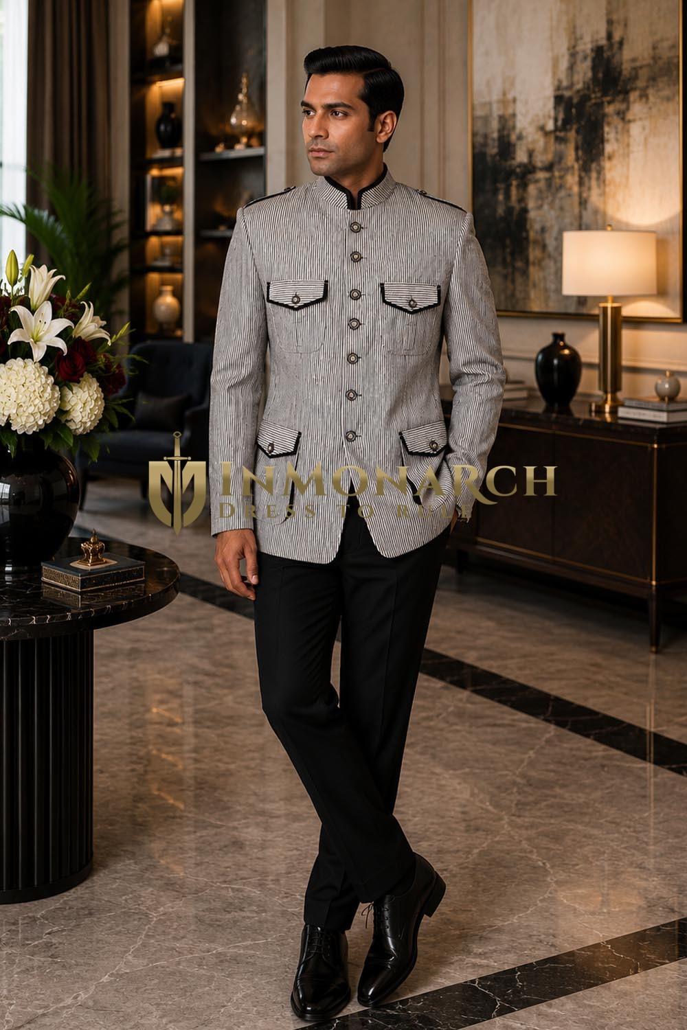 Chaqueta diseño lino negra y blanca