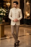 Veste mandarin beige mariage homme