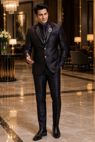 Traje esmoquin vino solapa muesca