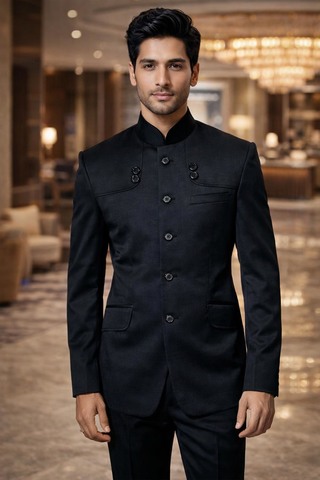 Costume Nehru bleu marine designer