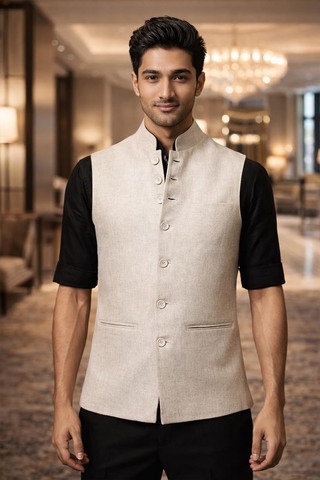 Gilet Nehru sans manches élégant