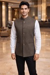 Gilet Nehru Olive Homme