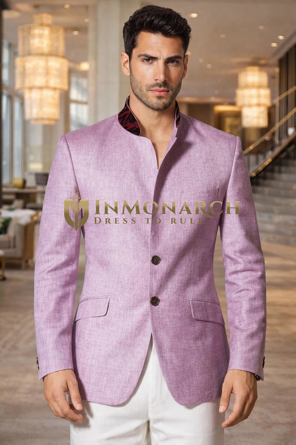 Designer Leinenanzug rosa Herren