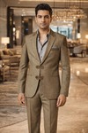 Mens Olive Linen 3 Piece Suit Designer Groom Wedding Outfit Wear