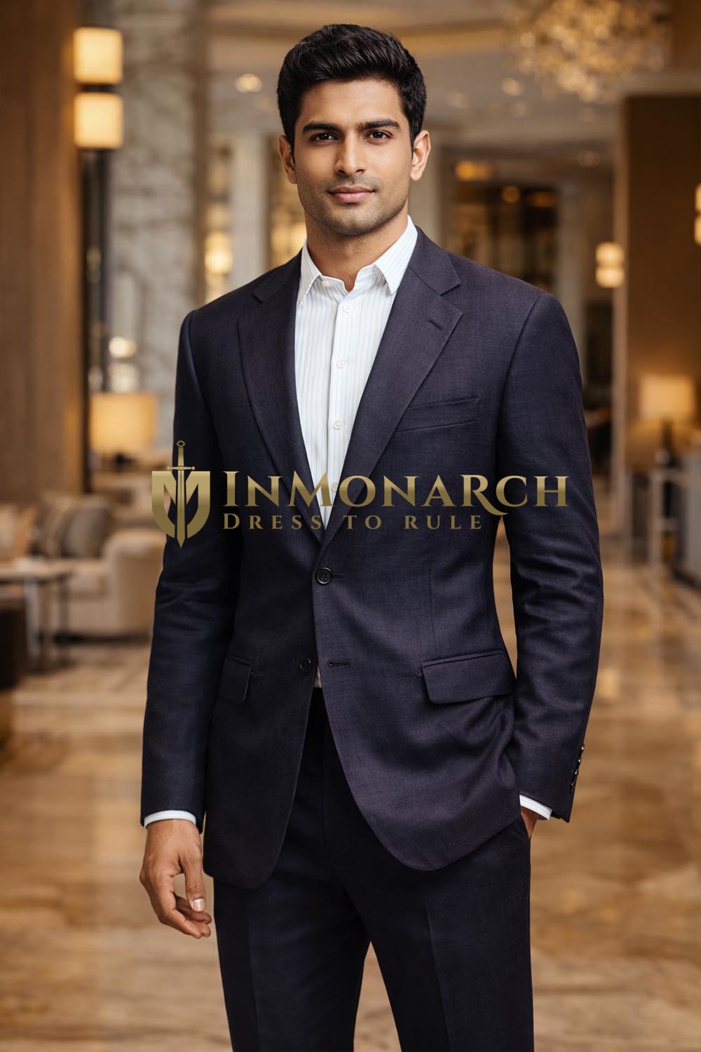 Traje Azul Marino Lino Hombre