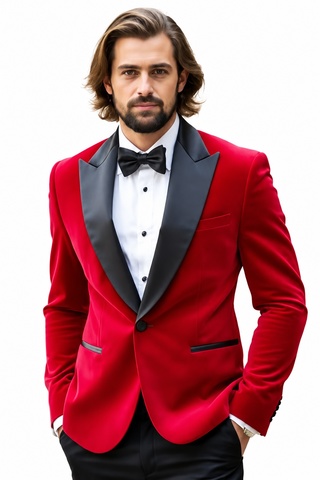 Acheter Veste Tuxedo Velours Rouge Bold